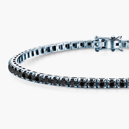 Bransoletka tenisowa Luminy 3,0mm: białe złoto, czarne diamenty